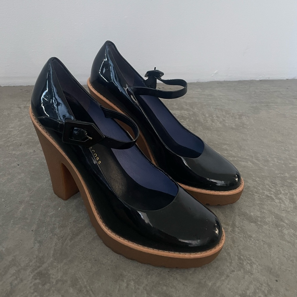Rare MBMJ Black Patent Leather Marc Jacobs Maryjane Heels Vintage Y2K Size 38.